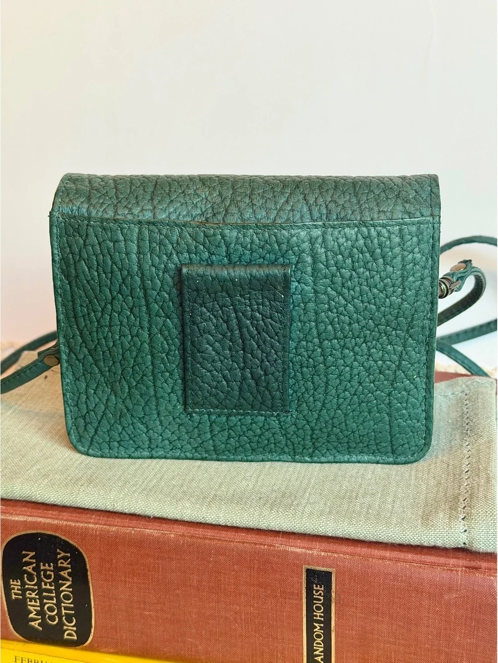 Wilsons Leather Teal Green Crossbody Bag Wallet Purse Pebbled Leather